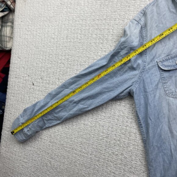 American Eagle Men Size L Denim Long Sleeve Jean Button Up Shirt Western Cowboy - Picture 9 of 13